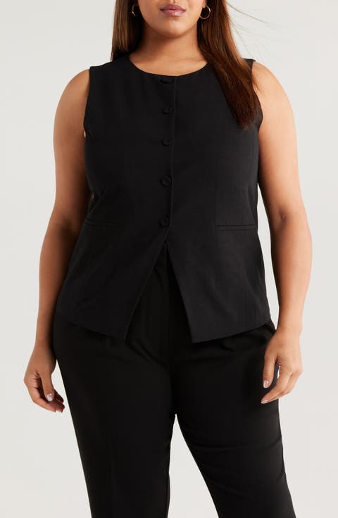 Button Front Vest (Plus)
