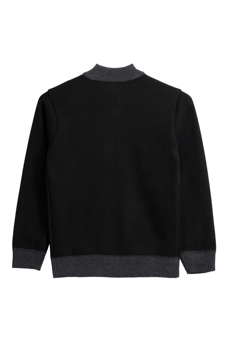 Kids' Fleece Quarter Zip Sweater, Alternate, color, BLACK/CHARCOAL