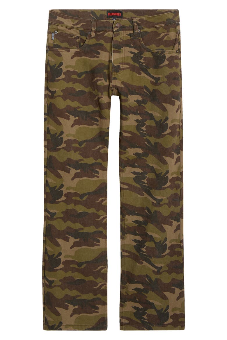 Camo Flare Jeans, Alternate, color, OLIVE
