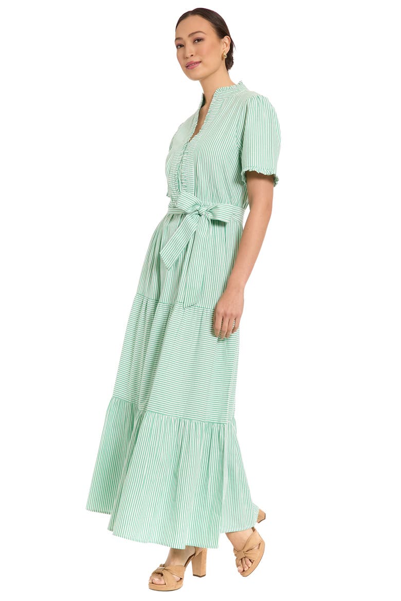 Stripe Short Sleeve Cotton Seersucker Maxi Dress, Alternate, color, GREEN/ WHITE