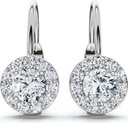 Bliss Diamond 1/2Ct Halo Diamond Hoops With Lever Backs Lab Grown Small 1/2" Tall