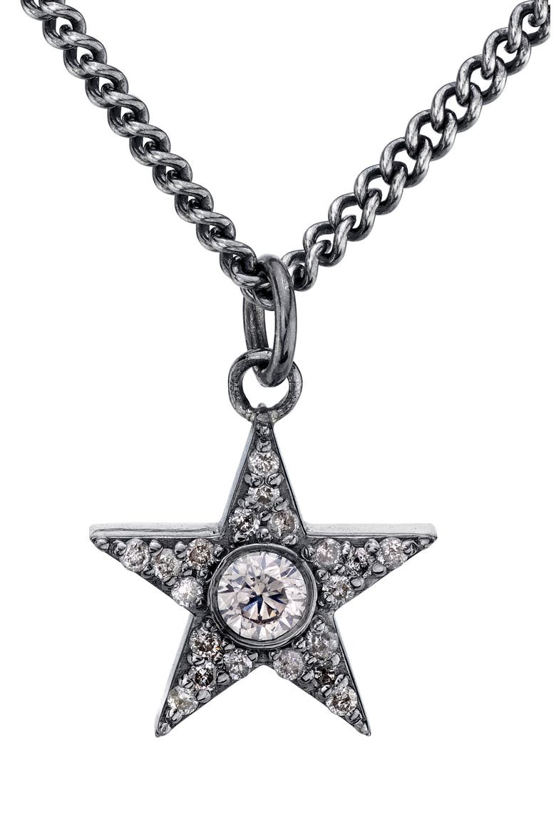 Bezel Diamond Star Pendant Necklace, Alternate, color, STERLING SILVER