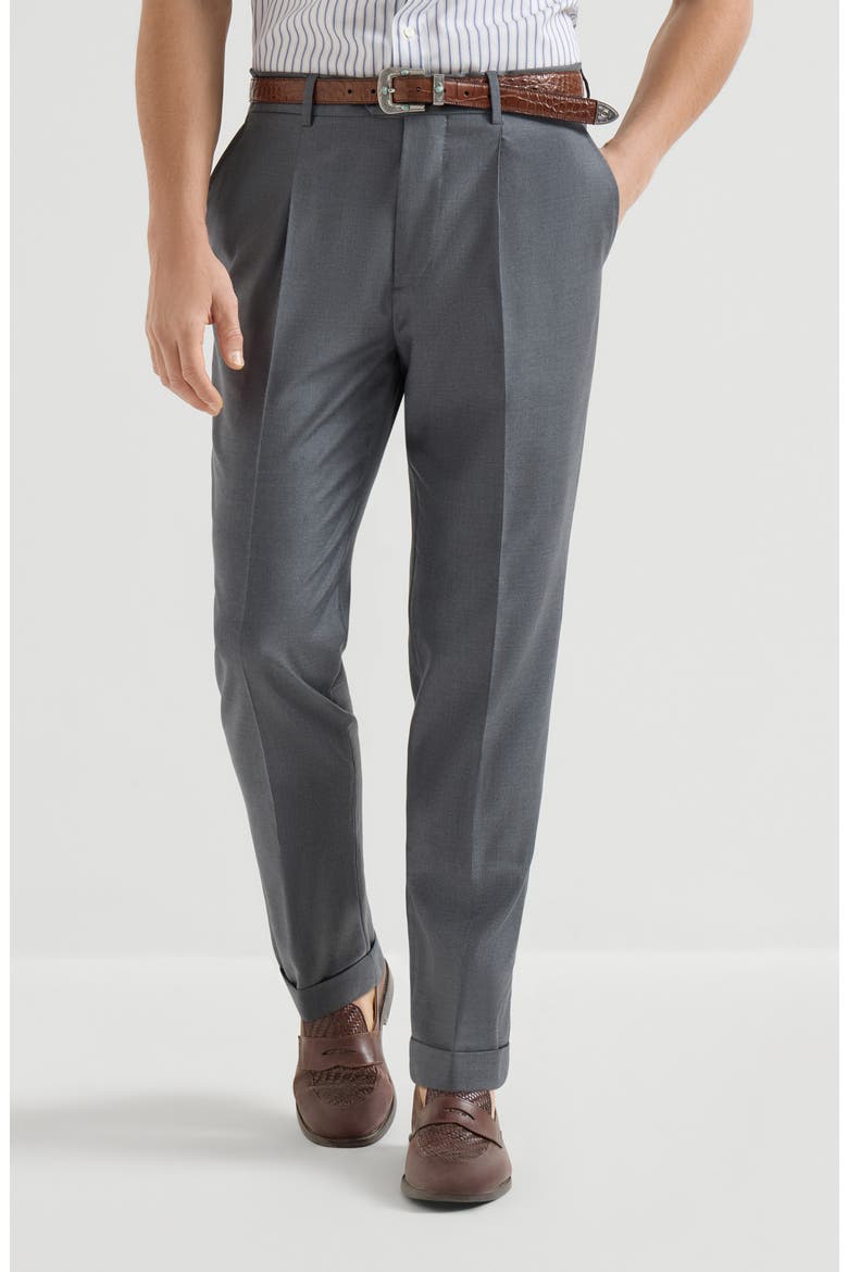 Super 150s virgin wool four season batavia trousers, Main, color, Medium Grey