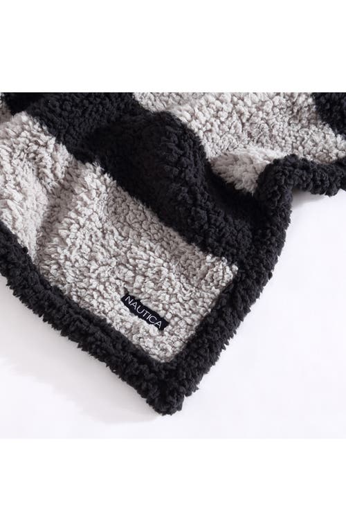 Shop Nautica Lawndale Faux Shearling Throw Blanket In Black/grey