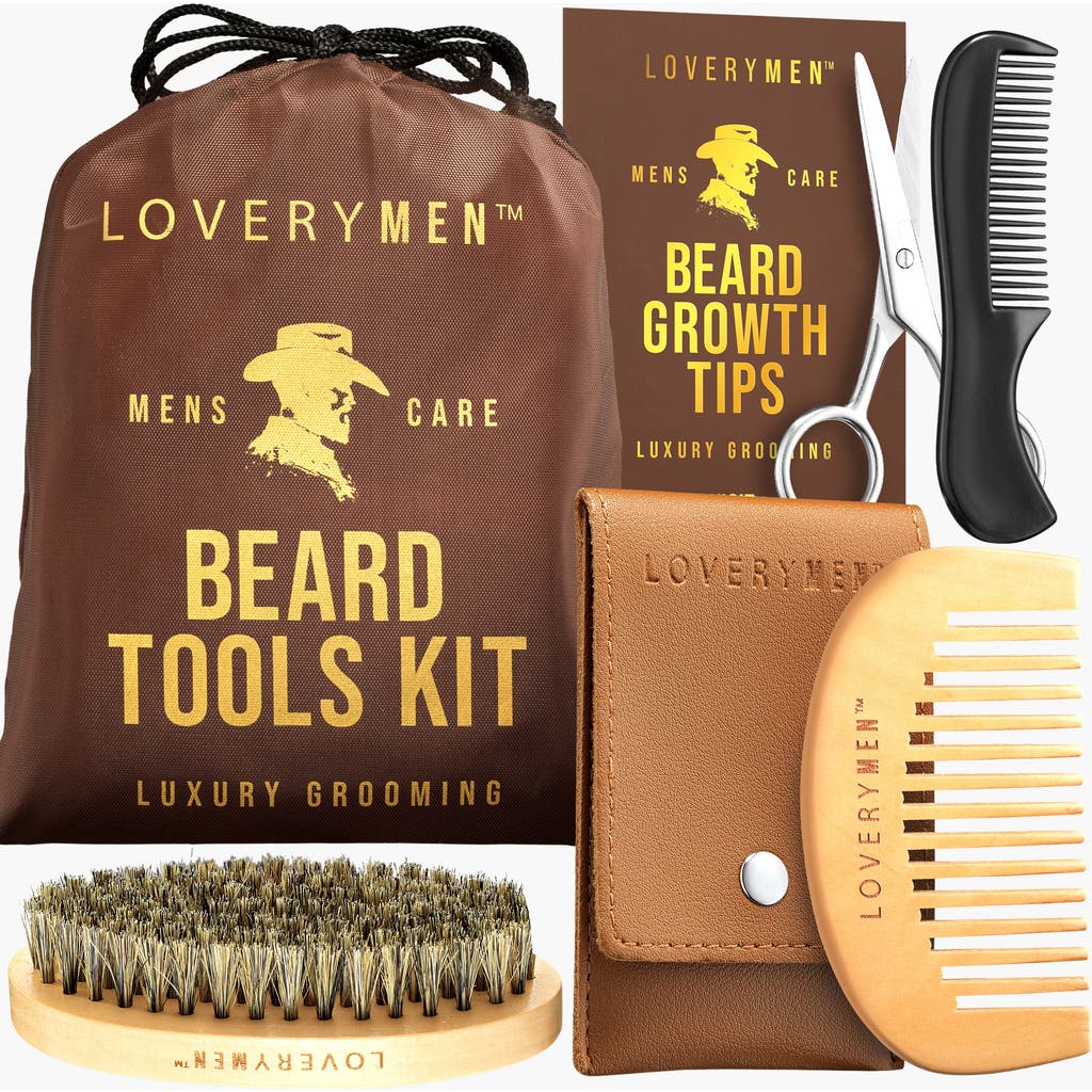 Lovery Beard Tools Kit Premium Comb, Shears, Brush, Comb To-go, & Travel Pouch