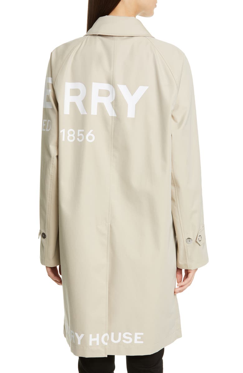 Burberry Antonia Logo Print Cotton Gabardine Car Coat, Alternate, color, 