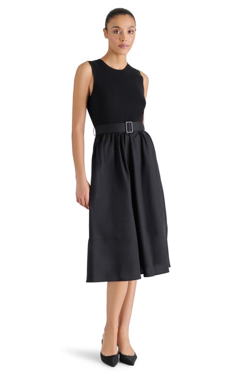 Steve Madden Rhodes Mixed Media Midi Dress In Black