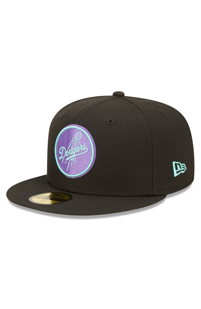 New Era Men's New Era Black Los Angeles Dodgers 40th Anniversary Black Light 59FIFTY Fitted Hat, Alternate, color, 