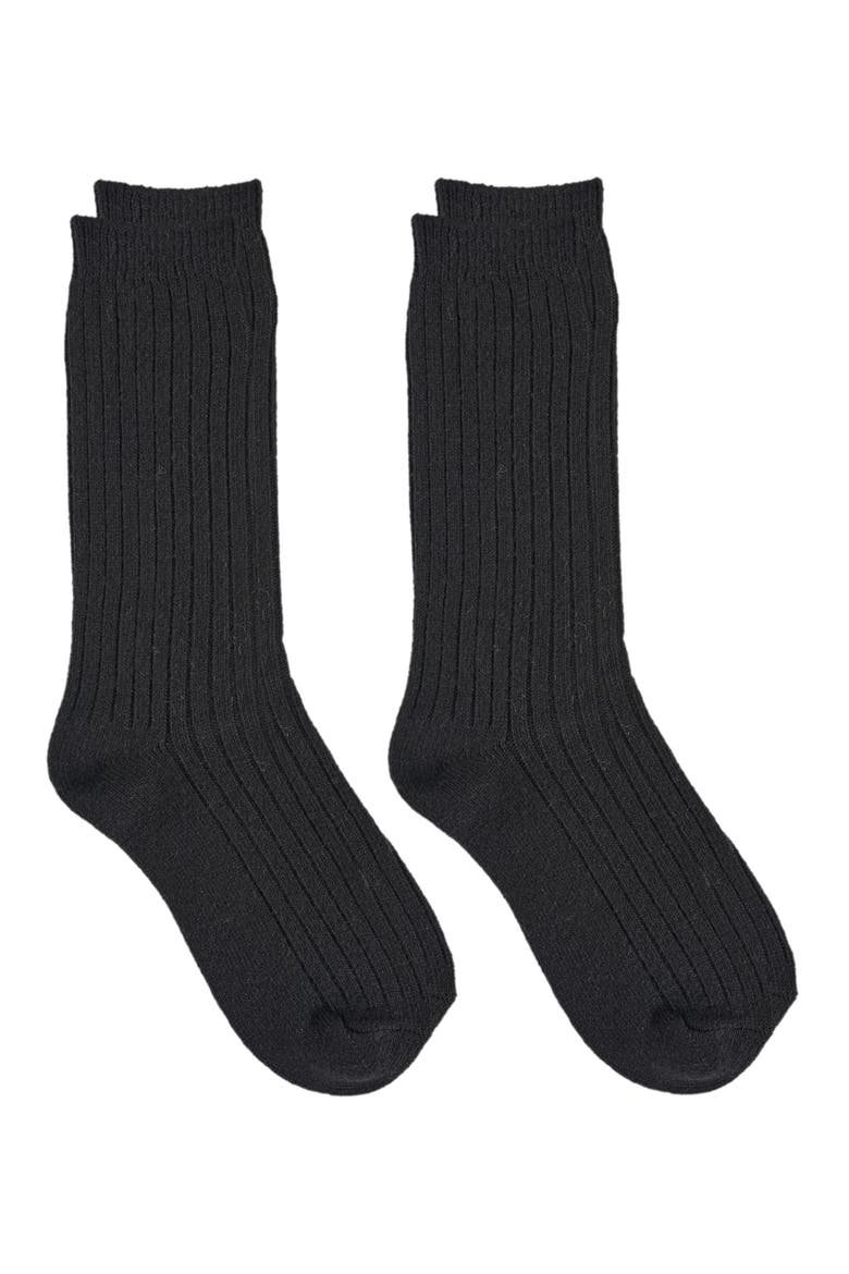 Cashmere Flat Crew Sock 2-Pack, Alternate, color, Black