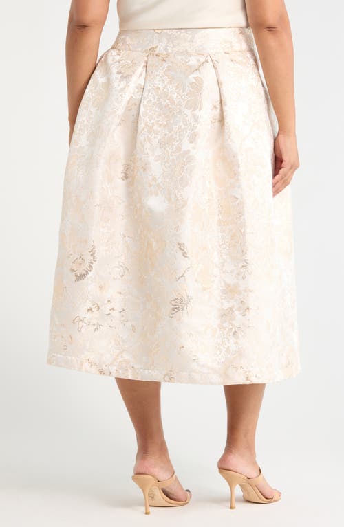 Sugarlips Lola Jacquard Pleated Midi Skirt In Neutral