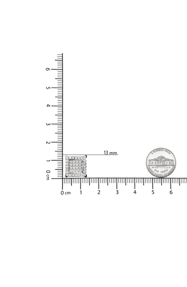 Haus of Brilliance 10K White Gold 1 1/4 Ct Princess Diamond Composite Square and Halo Stud Earrings, Alternate, color, White