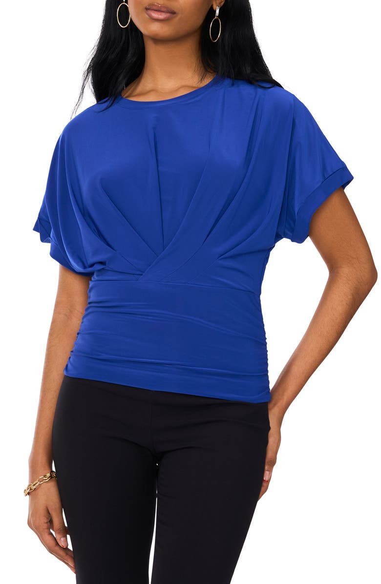 Chaus Solid Ruched Knit Top, Main, color, Goddess Blue
