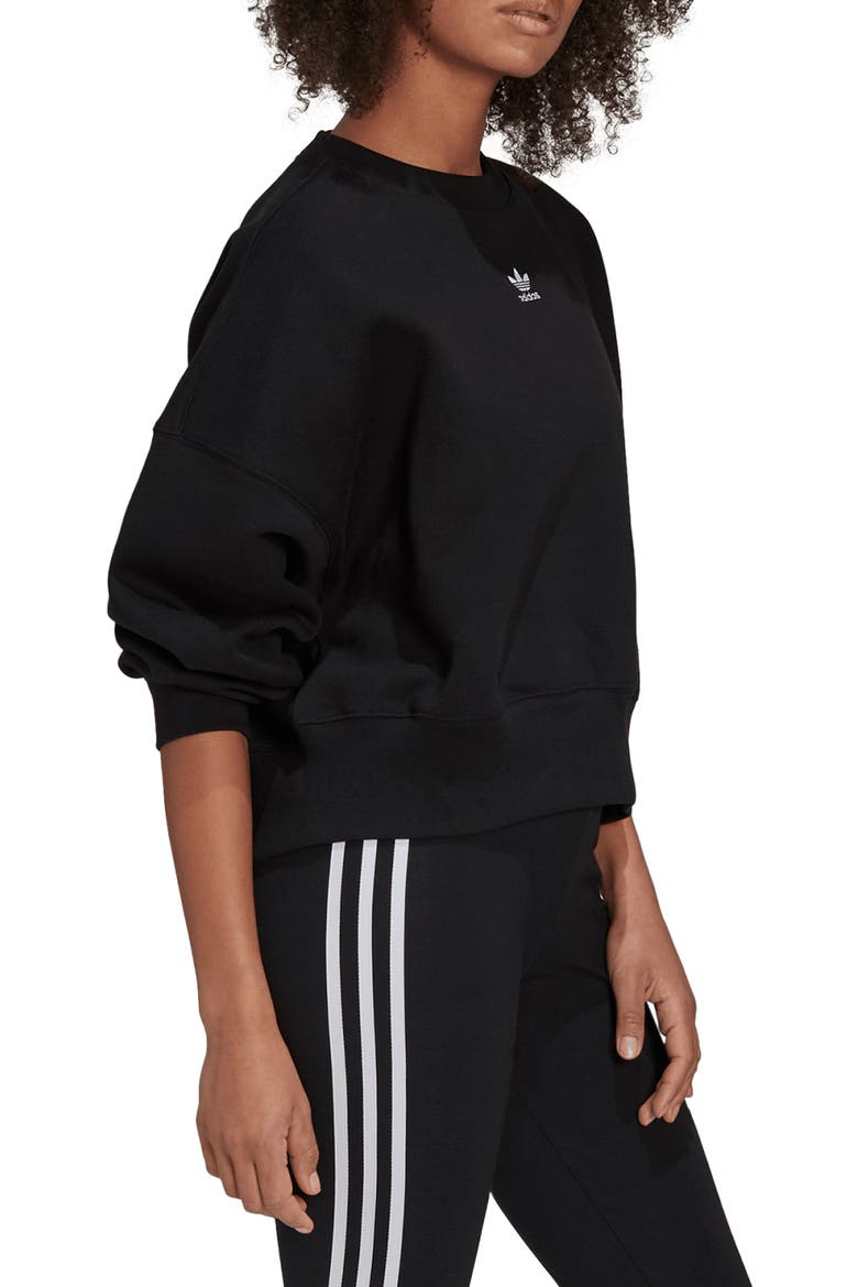 Originals Trefoil Crewneck Sweatshirt, Alternate, color, BLACK