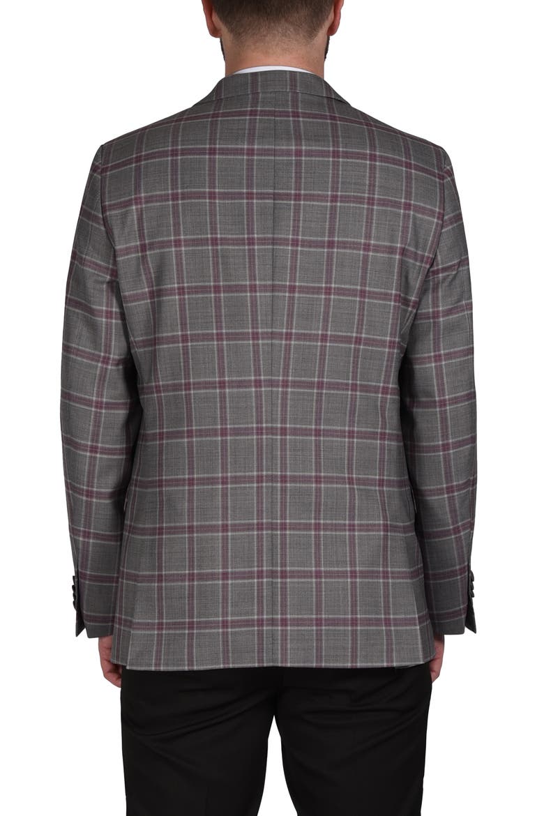 Plaid Wool Blend Blazer, Alternate, color, GREY