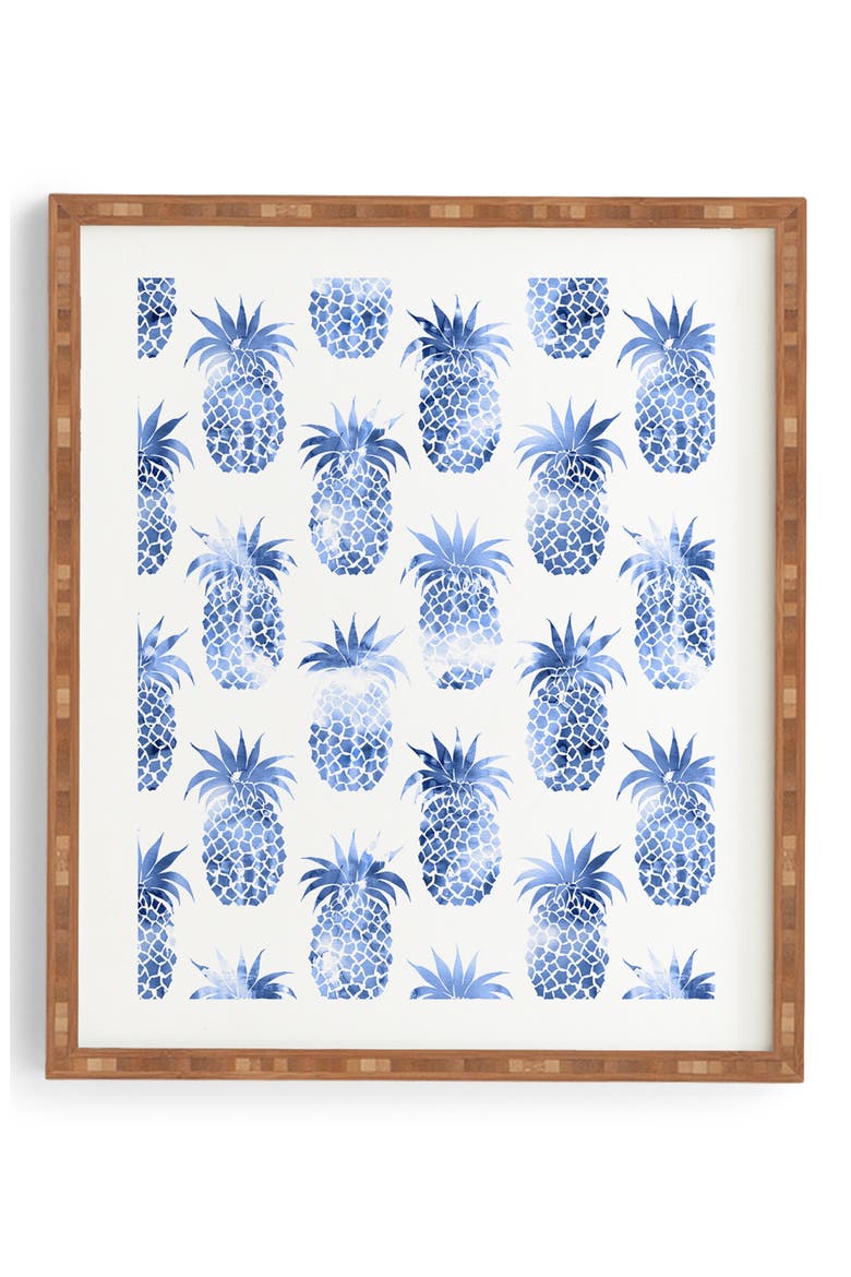 Pineapples Blue Framed Wall Art, Main, color, BLUE