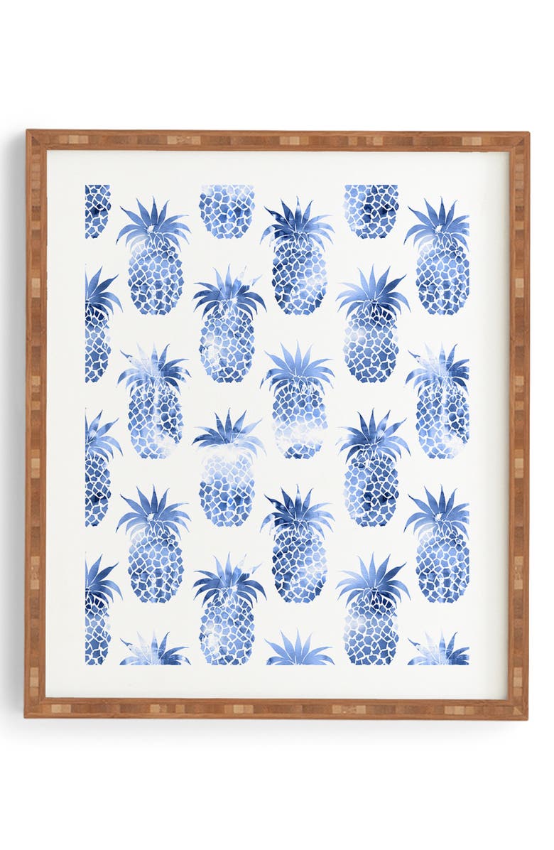 Deny Designs Pineapples Blue Framed Wall Art, Main, color,