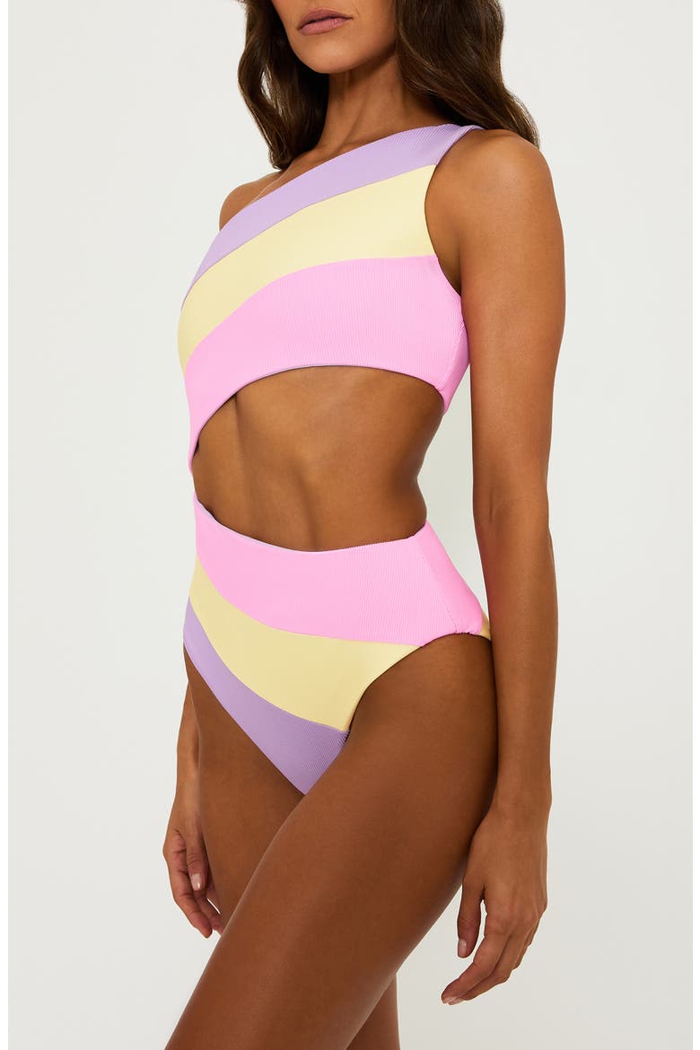 Joyce Stripe Cutout One-Piece Swimsuit, Alternate, color, SUBLIME