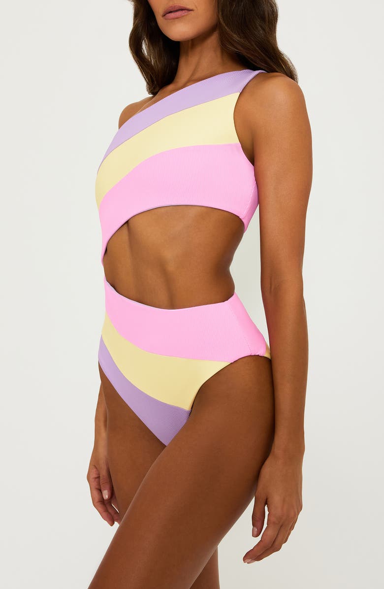 Beach Riot Joyce Stripe Cutout One-Piece Swimsuit, Alternate, color, Sublime