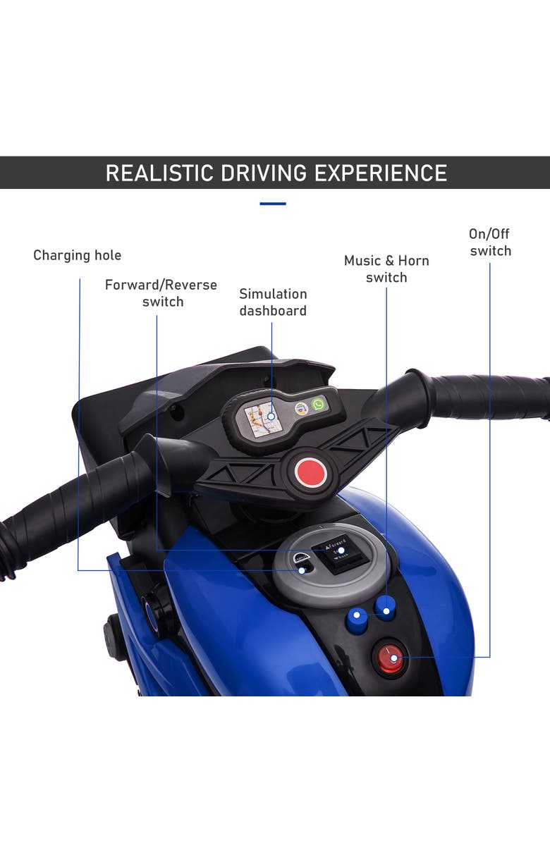Aosom 6V Kids Electric Motorcycle, Dirt Bike Style, Music, Horn, Headlights, Alternate, color, Blue