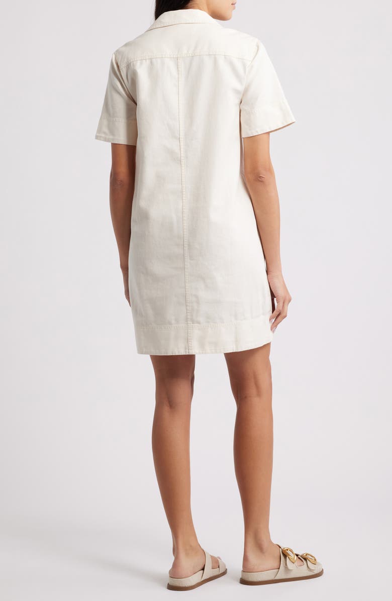 Tommy Bahama Utility Twill Short Sleeve Cotton & Linen Shift Dress, Alternate, color, Coconut