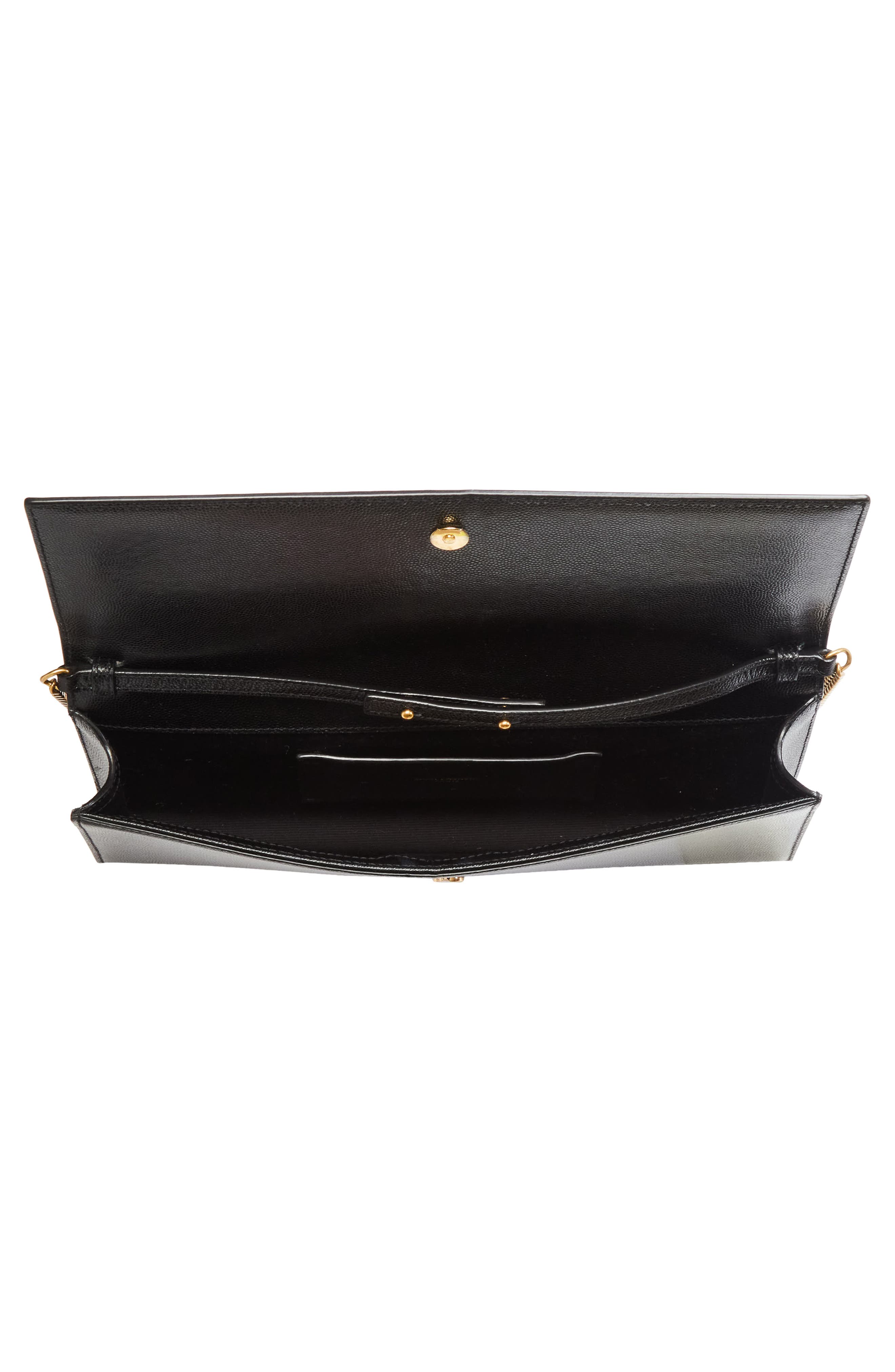 Saint Laurent Kate Leather Clutch on a Chain, Alternate, color, Noir