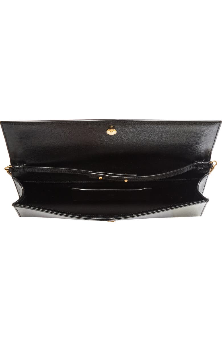 Saint Laurent Kate Leather Clutch on a Chain, Alternate, color, Noir