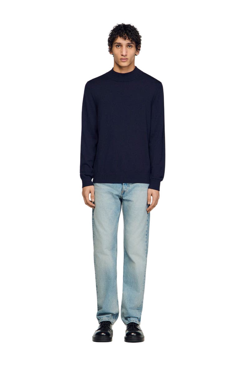Wool sweater with high neck, Alternate, color, Midnight blue