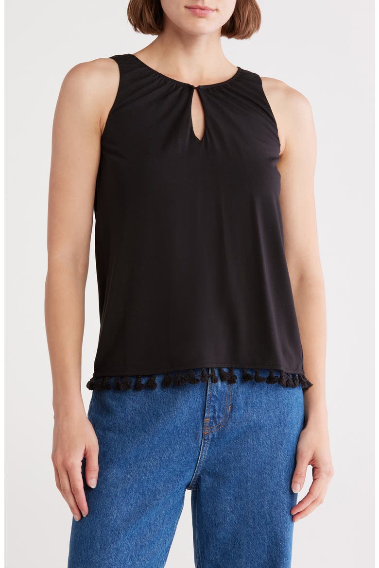 Cari Fringe Hem Tank, Main, color, BLACK