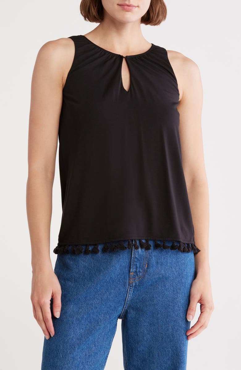 Tart Cari Fringe Hem Tank, Main, color, Black