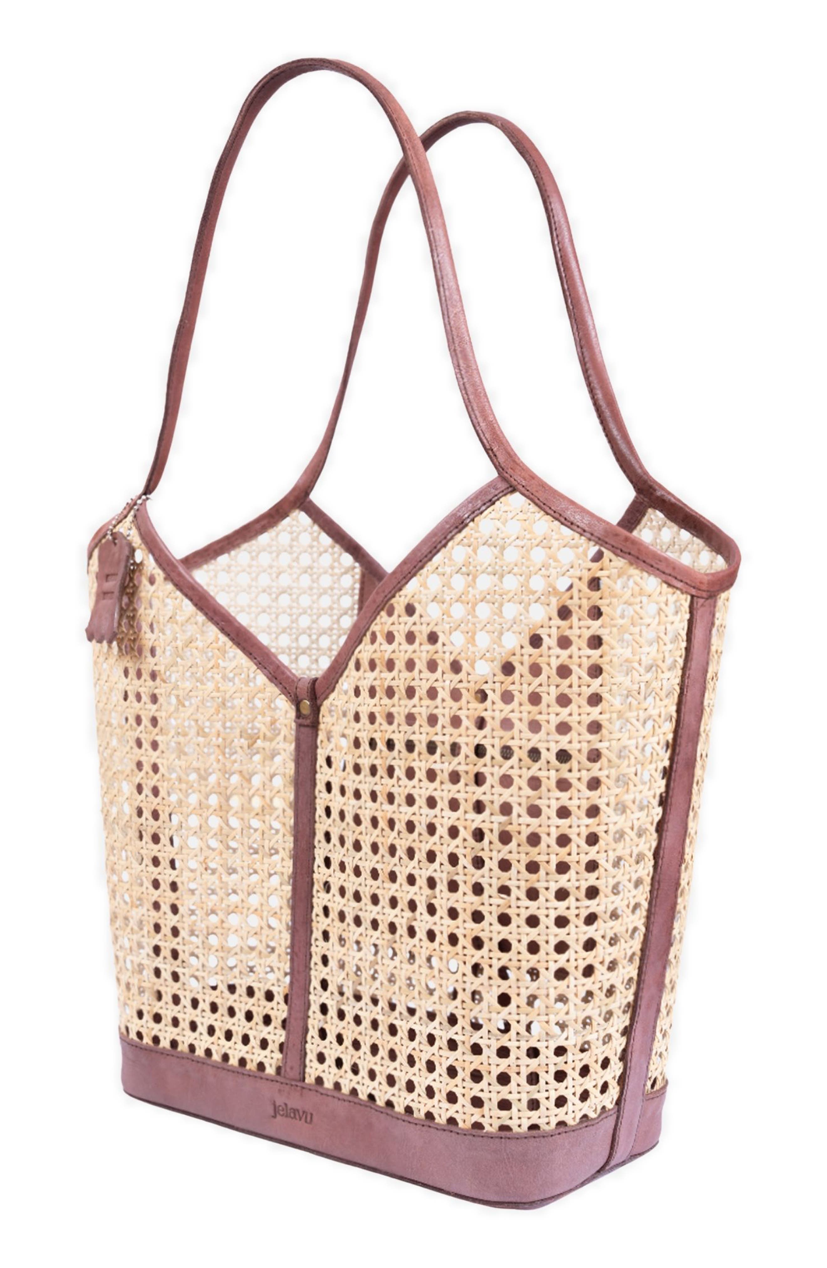 Jelavu Ophelia Handwoven Cane Tote Bag, Alternate, color, Chocolate