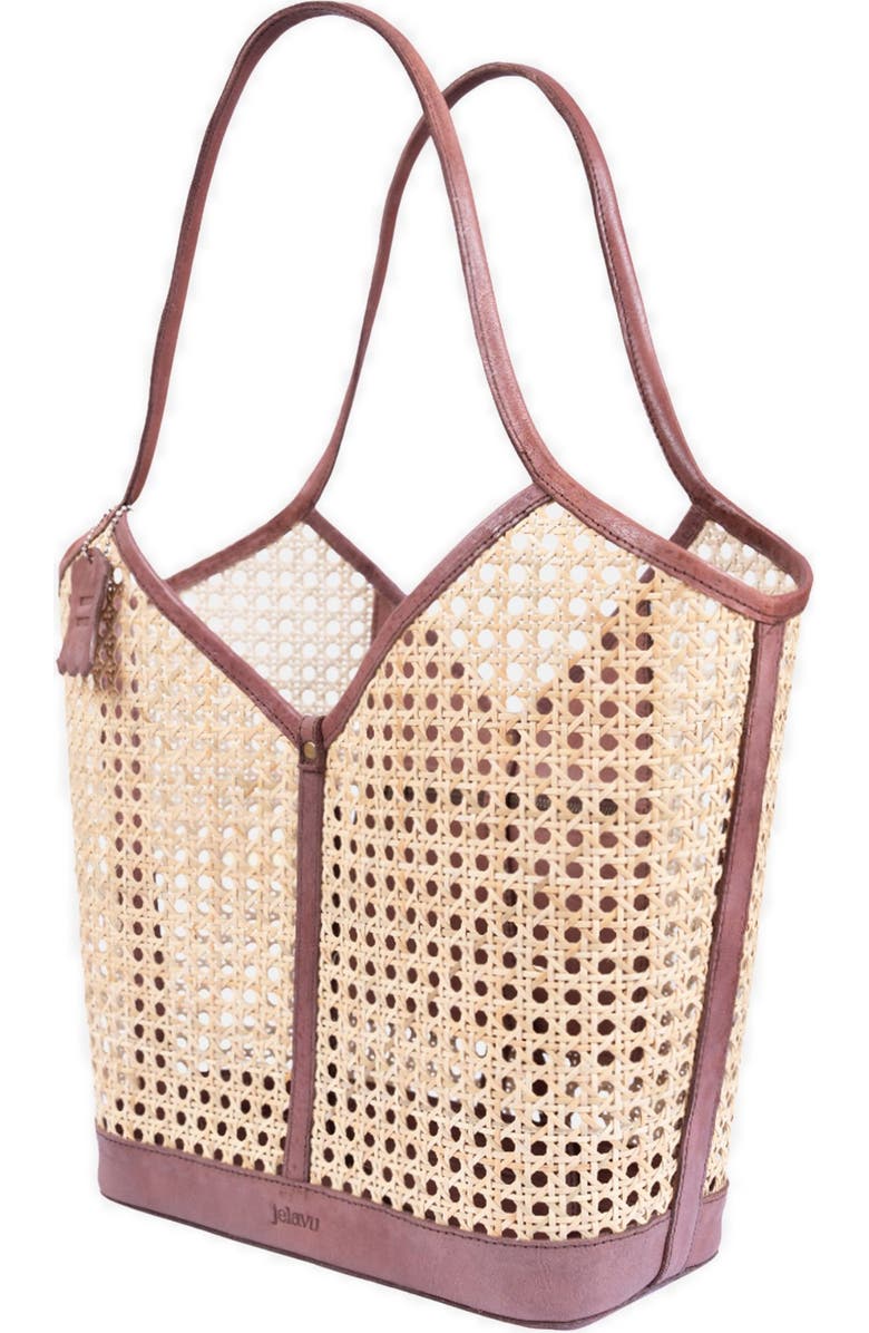 Jelavu Ophelia Handwoven Cane Tote Bag, Alternate, color, Chocolate