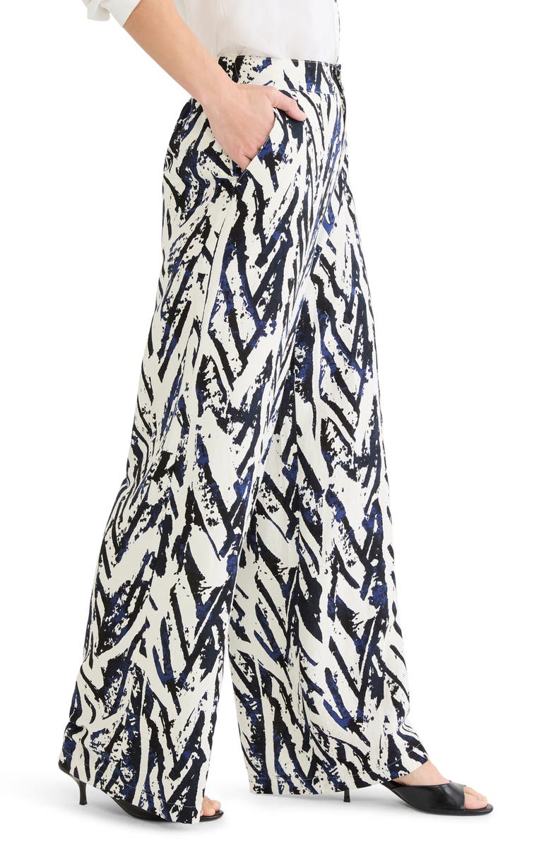 NIC+ZOE Crosshatch Linen Blend Pants, Alternate, color, Indigo Multi