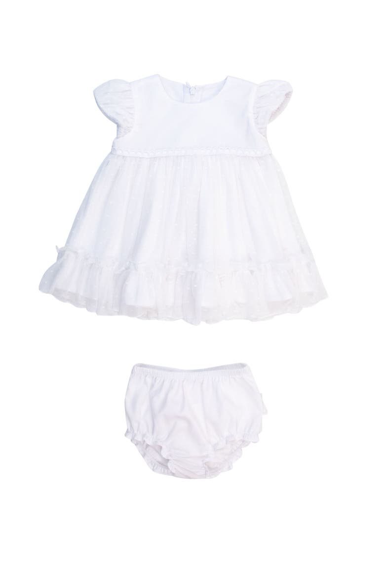 Baby Girls Dotted Tulle Dress & RuffleButt Set, Main, color, White