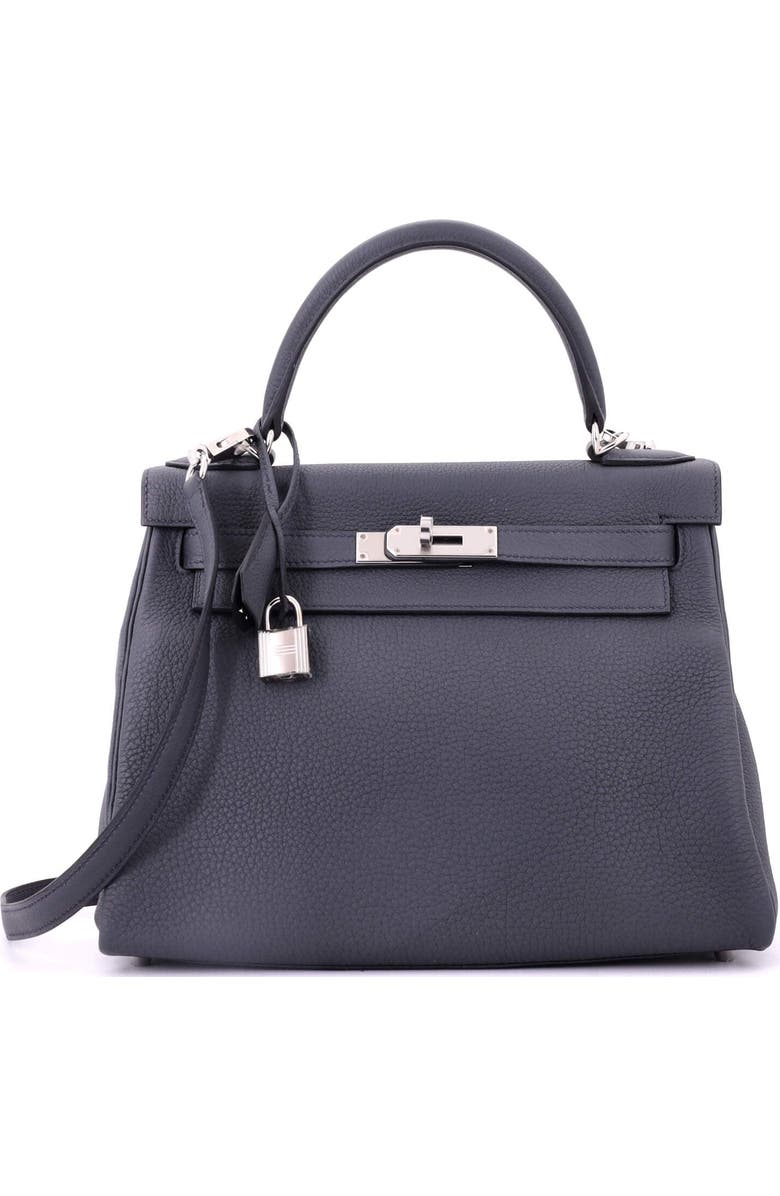 Pre-Owned Hermes Kelly Handbag Grey Togo with Palladium Hardware 28, Main, color,