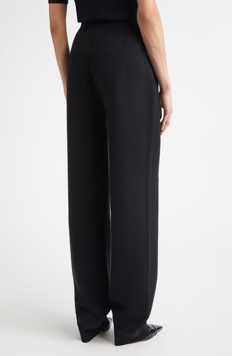 ST. JOHN Signature Double Face High Waist Wool Blend Milano Stitch Pants, Alternate, color, Black