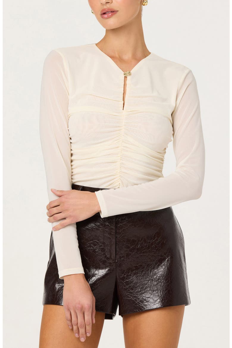 Yasmine Ruched Long Sleeve Shirt, Alternate, color, OFF WHITE
