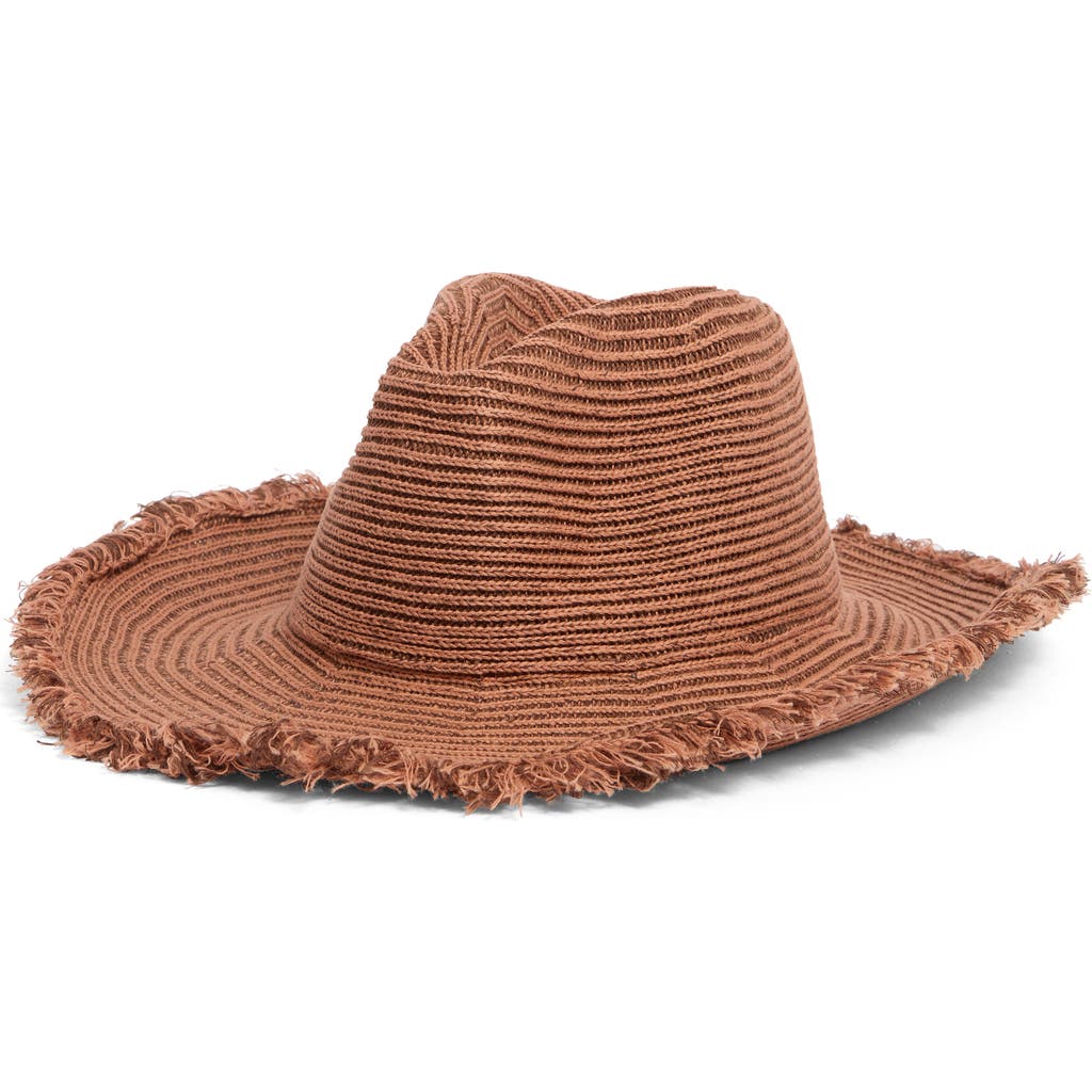 Melrose And Market Fringe Woven Cowboy Hat In Tan Spice