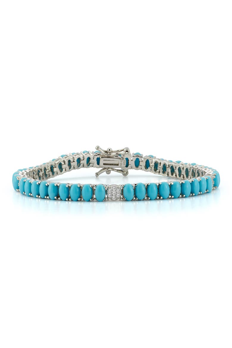 4.5mm Synthetic Turquoise Tennis Bracelet, Main, color, SILVER