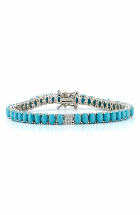 CHLOE AND MADISON 4.5mm Synthetic Turquoise Tennis Bracelet
