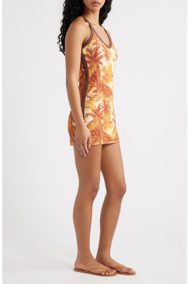 Dip Halter Cotton Rib Mini Sundress, Alternate, color, VINTAGE VACAY