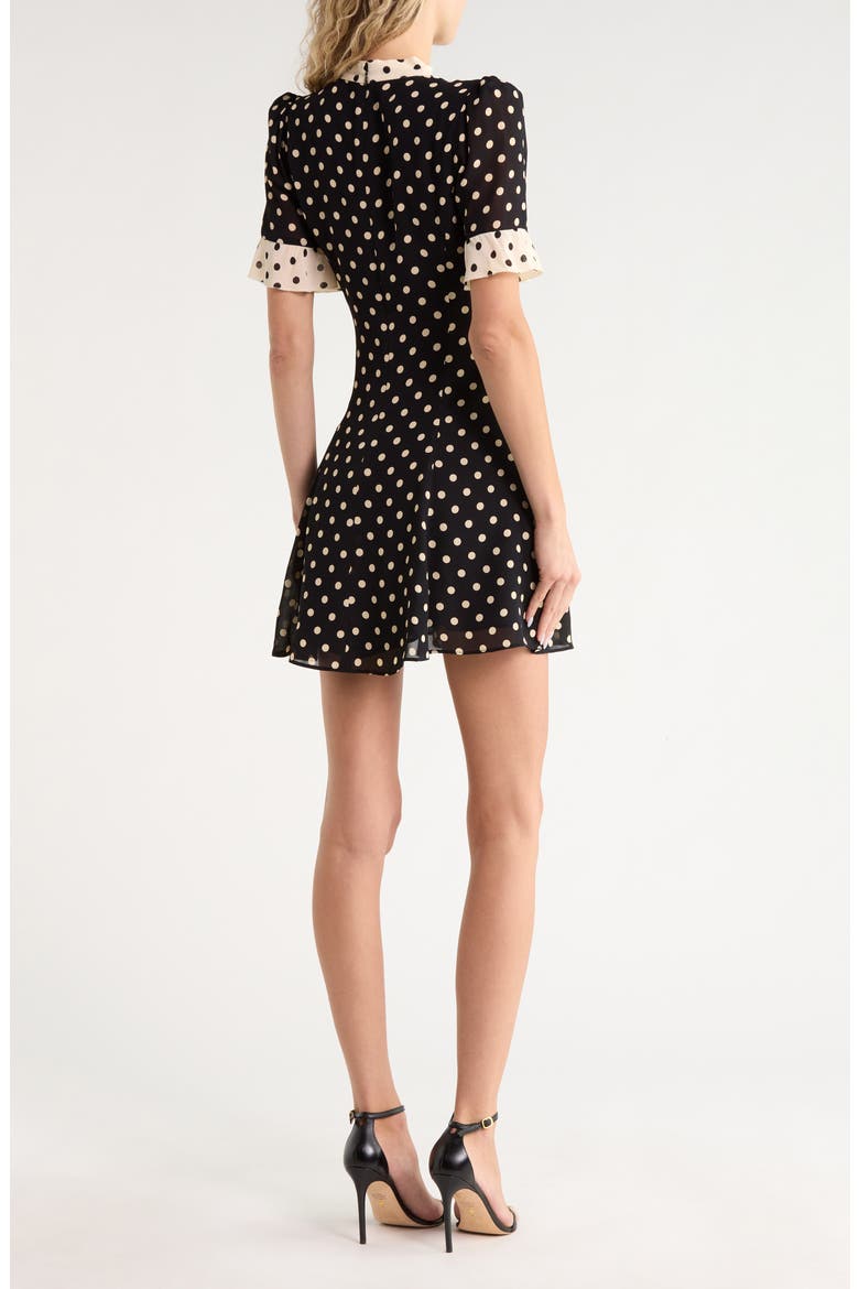 Whimsical Tie Neck Dress, Alternate, color, LICORICE DOT