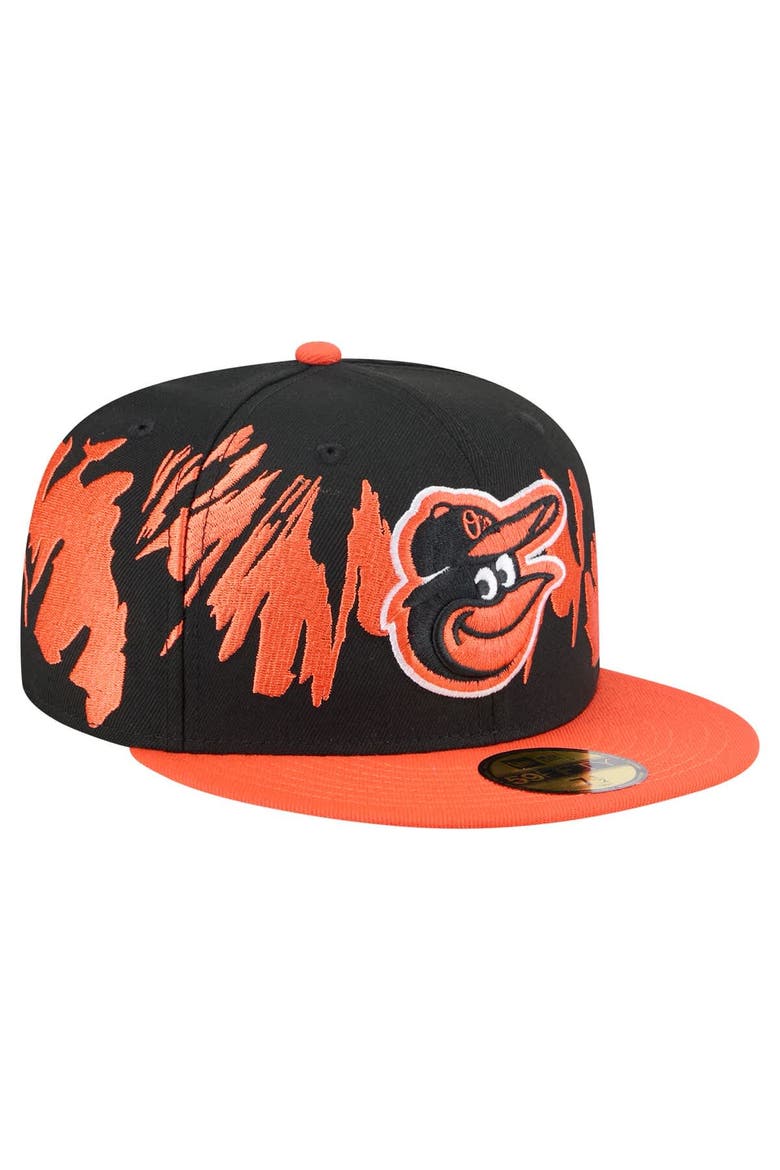 Men's New Era Black/Orange Baltimore Orioles Retro Pattern 59FIFTY Fitted Hat, Alternate, color, Black