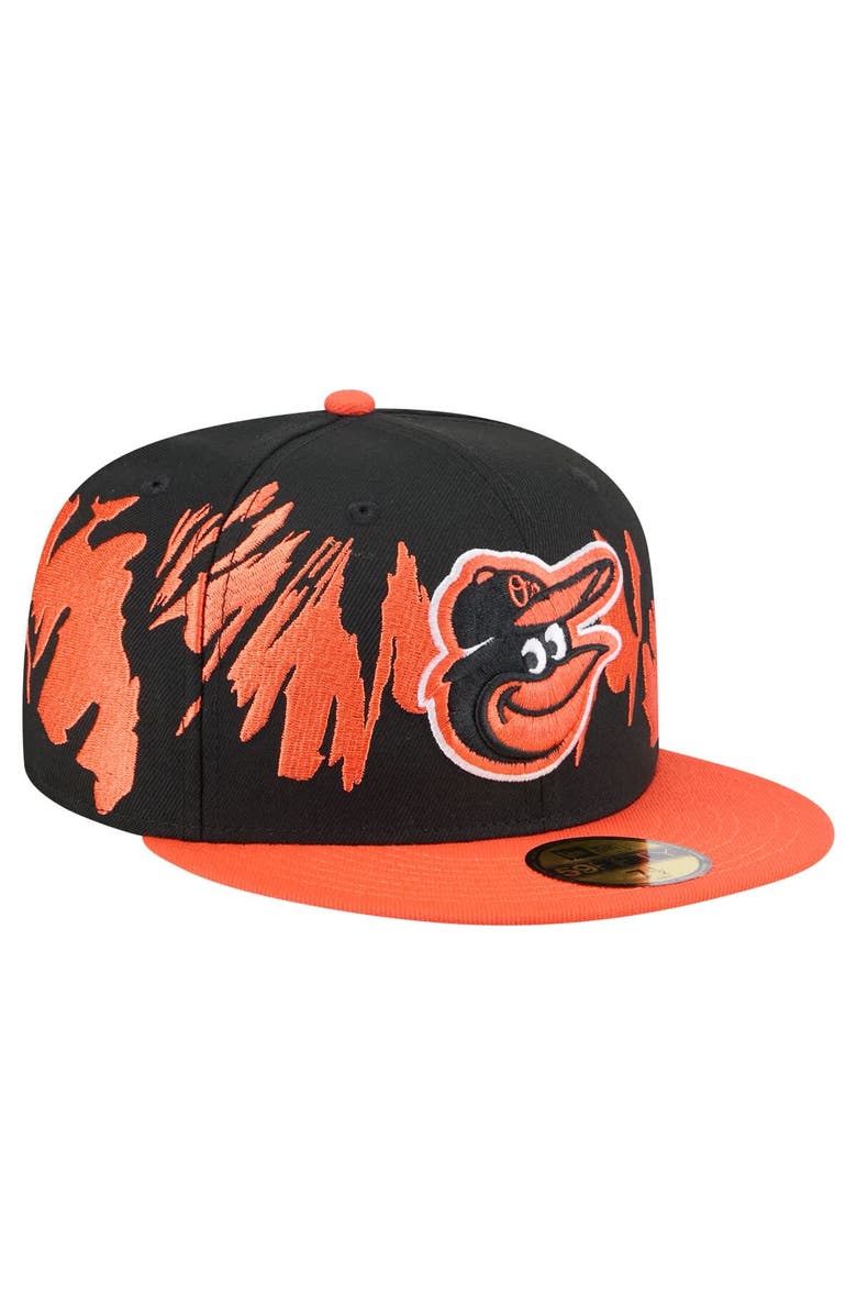 New Era Men's New Era Black/Orange Baltimore Orioles Retro Pattern 59FIFTY Fitted Hat, Alternate, color, Black