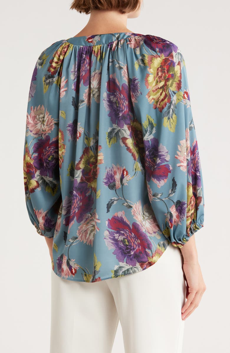 ELIE ELIE TAHARI Floral Balloon Sleeve Top, Alternate, color, Blue/ Floral Print