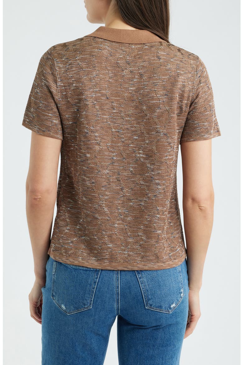 Swirl Jacquard Polo Sweater, Alternate, color, BROWN MULTI