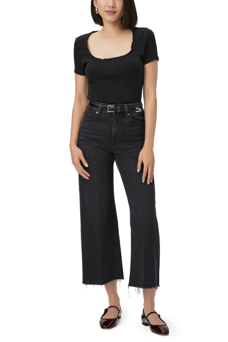 Anessa Raw Hem High Waist Ankle Wide Leg Jeans, Alternate, color, BLACKLOTUS