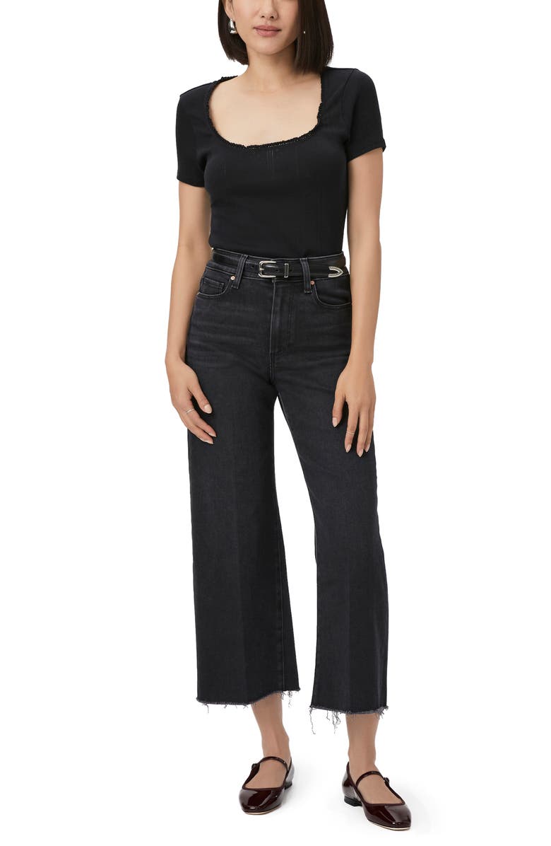 PAIGE Anessa Raw Hem High Waist Ankle Wide Leg Jeans, Alternate, color,