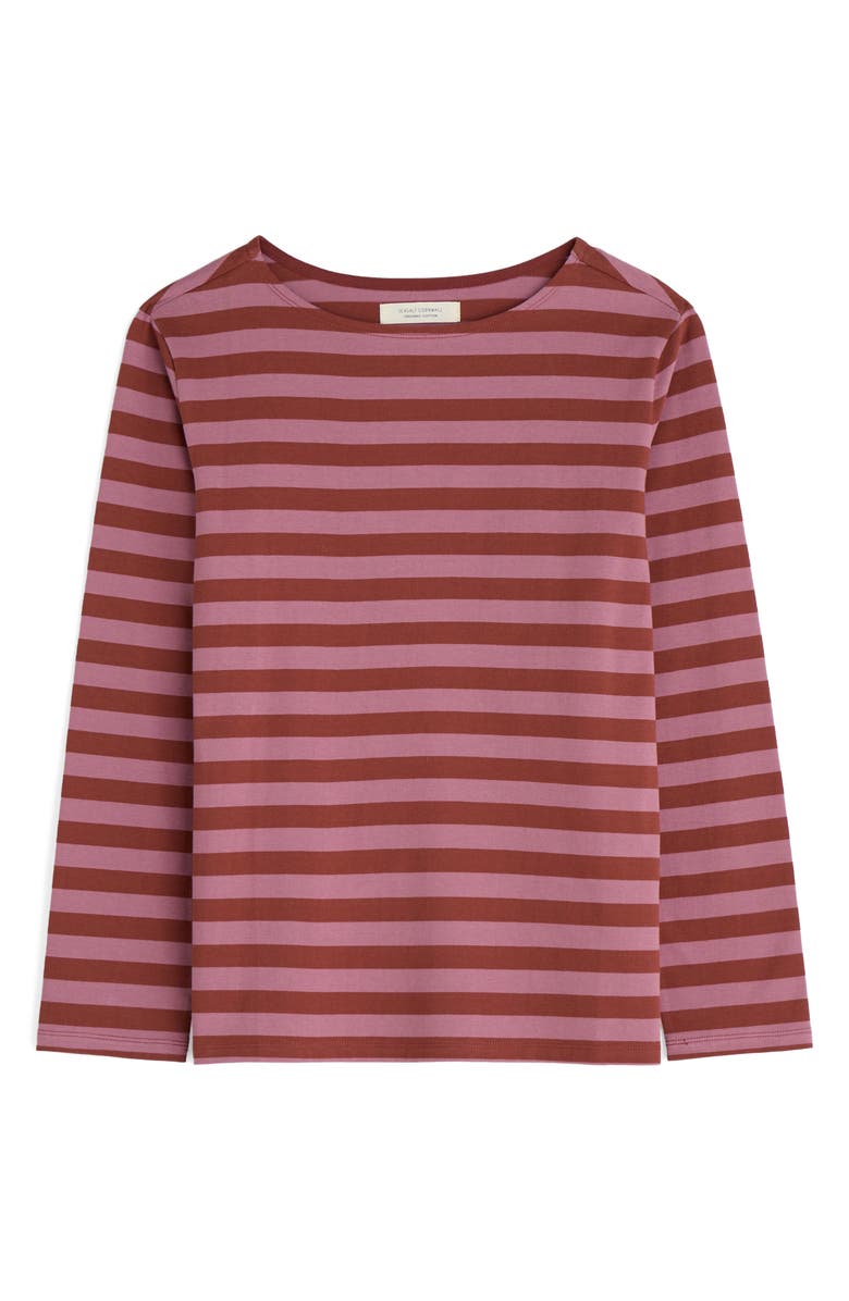 Seasalt Cornwall Sailor Stripe Organic Cotton Top, Main, color, Scallion Burgundy