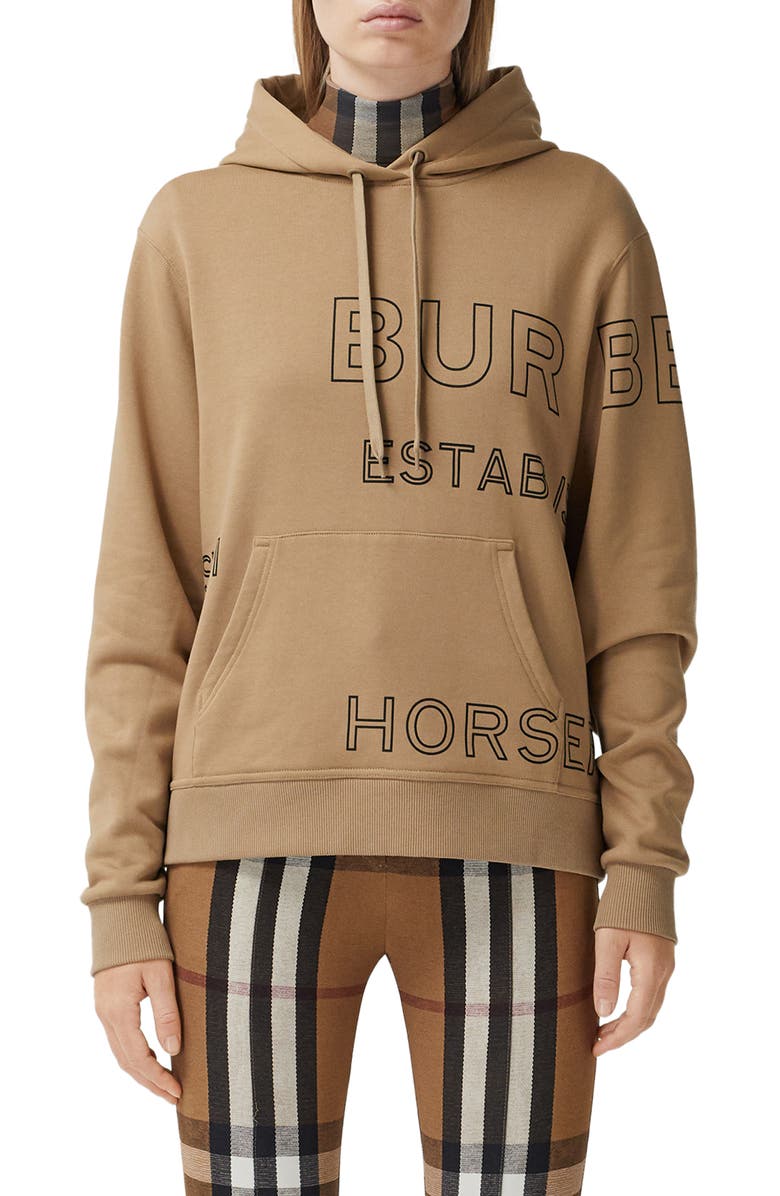 Burberry Poulter Horseferry Print Cotton Hoodie, Main, color, 