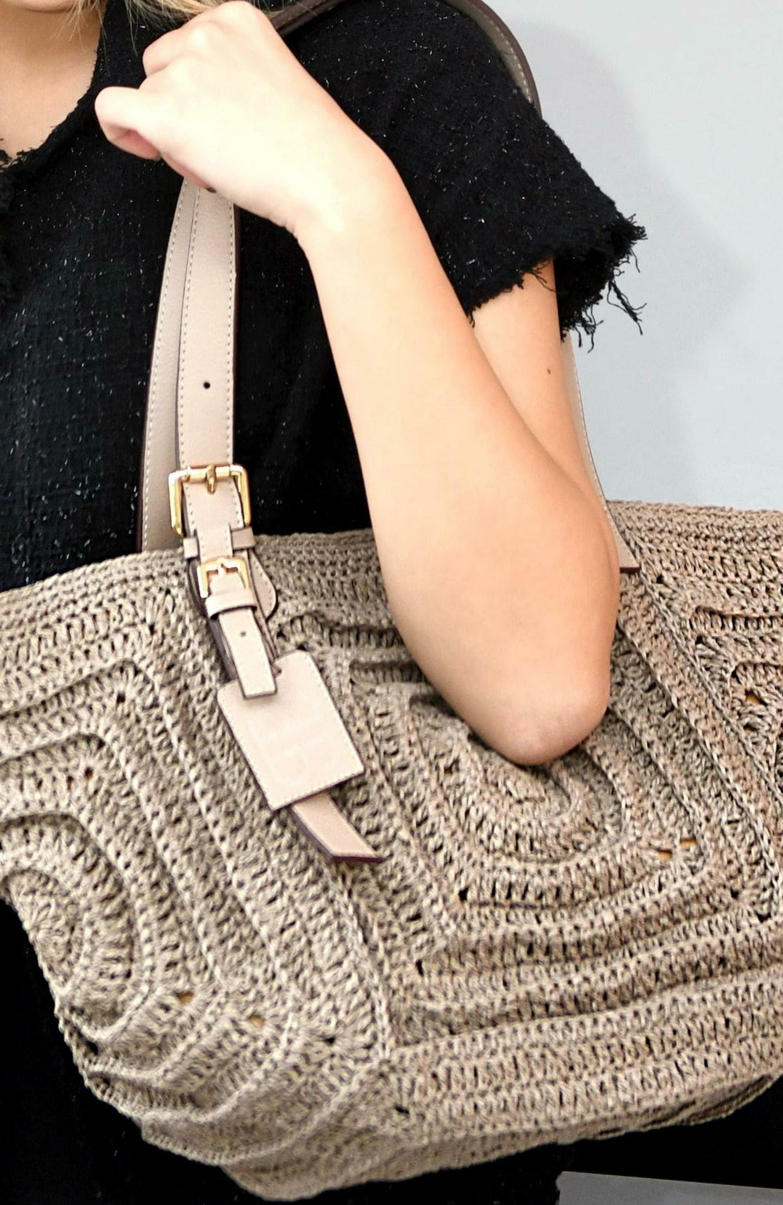 Forever & Always Shoes Giorgia Hand Woven Shoulder Bag with Leather Straps, Alternate, color, Mink Color